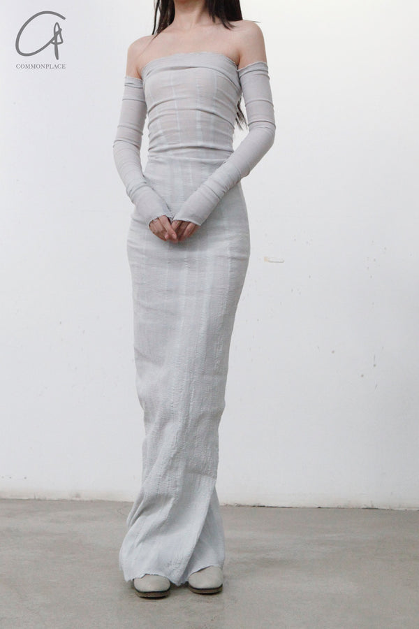 Marc Le Bihan 21915 Silk Shrinkage Stretch One-Piece Dress Collection French High-Level Handmade MLB-21943-BCB GLACIER Glacier White PMLB4